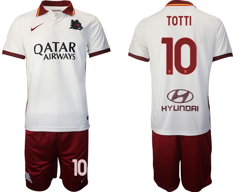 Men 2020-2021 Club Rome away white #10 Nike Soccer Jersey